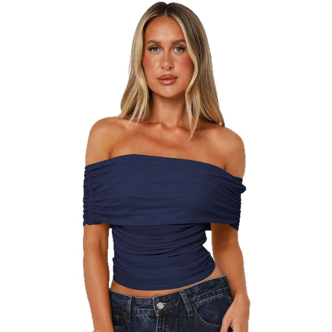 Dame Off-Shoulder Top med raffinerede draperingselementer og elastisk linning Stilla
