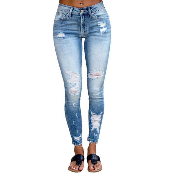 Kvinder Skinny Jeans med moderne Riv detaljer Stilla