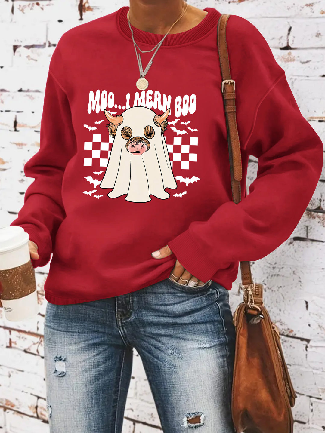 Kvinders sweatshirt i muntert Halloween-design Stilla