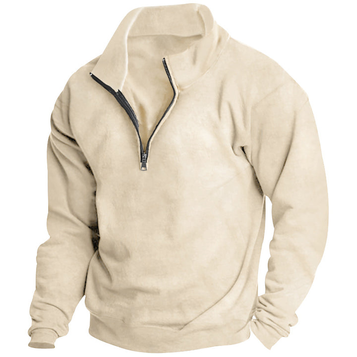Herrer fleece-pullover med højtstående krave og lynlås Stilla