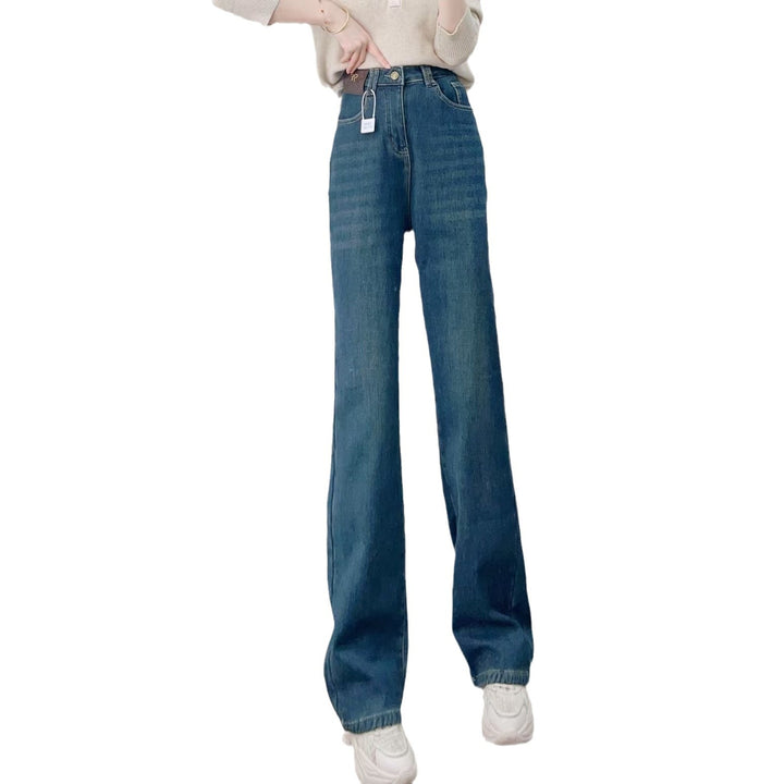 Dame Højtaljede Bred Jeans i Klassisk Stil Stilla