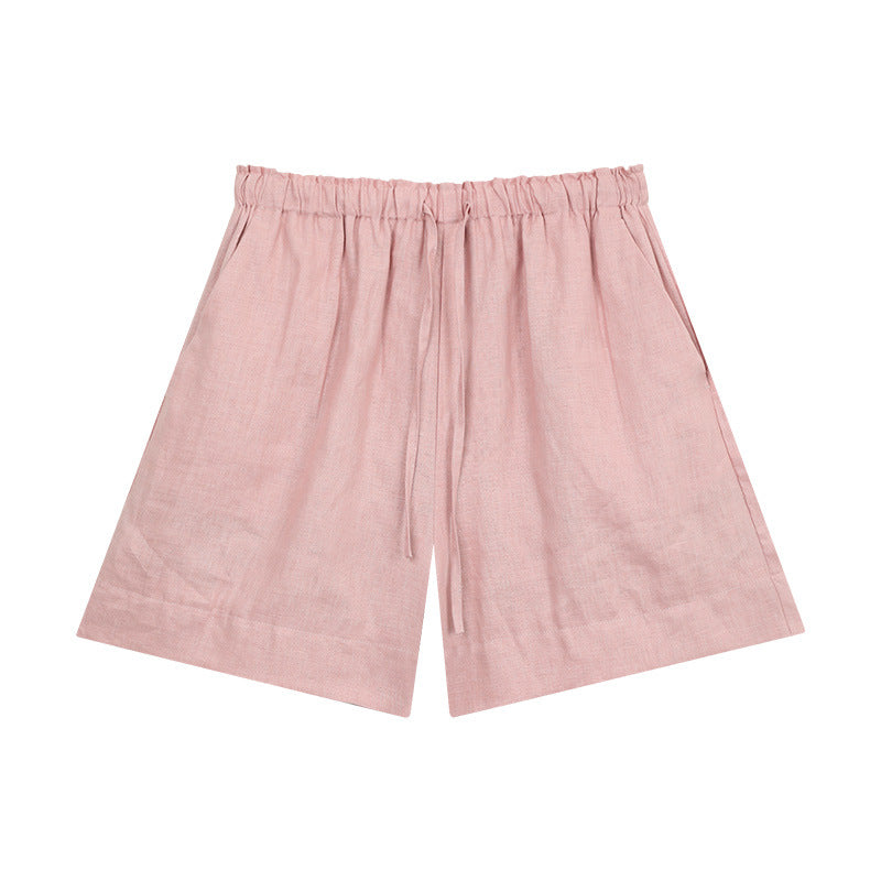 Damer afslappet linned shorts med elastisk talje og praktiske sidelommer Stilla