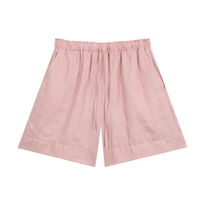 Damer afslappet linned shorts med elastisk talje og praktiske sidelommer Stilla
