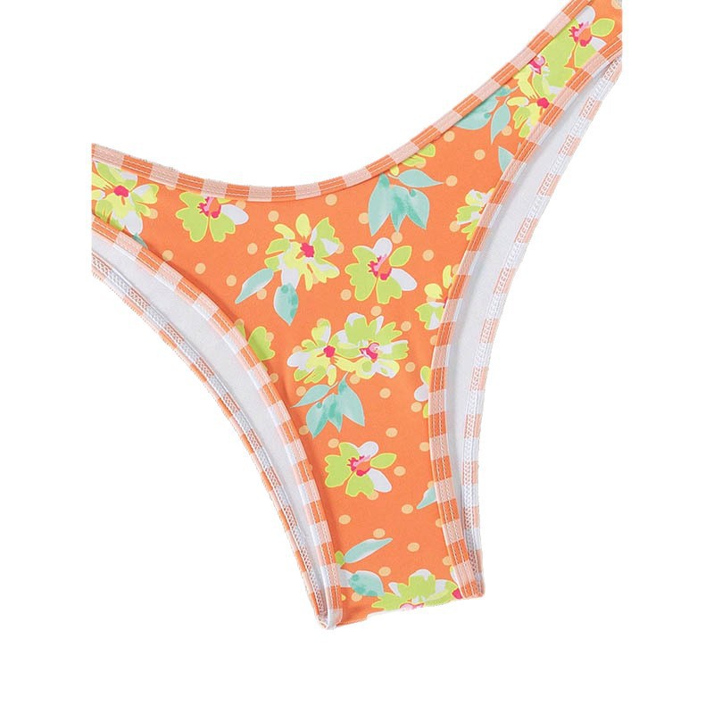 Dame triangel-bikini med blomsterafstand og justerbare stropper Skovae