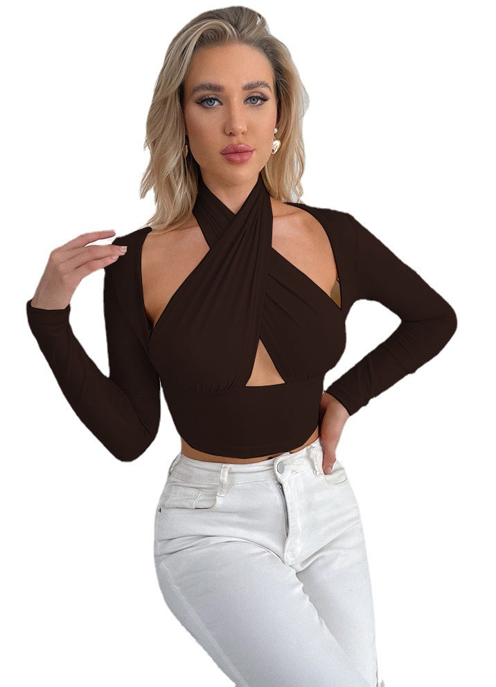 Dame Cropped Top med innovativt indpakningsdesign Skovae