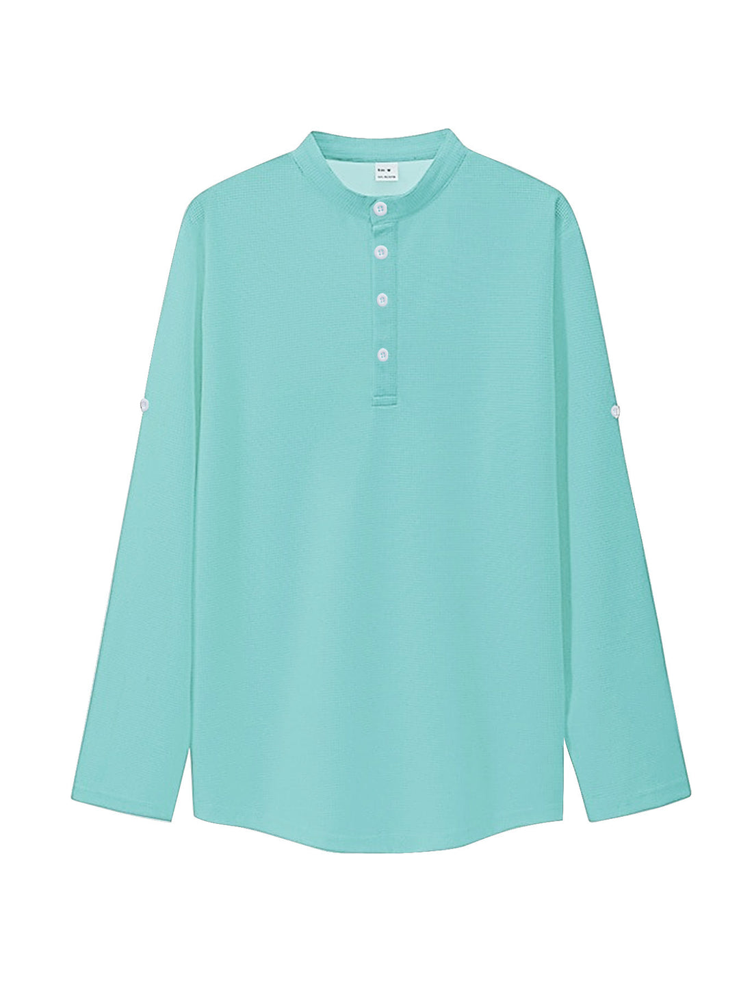 Dame nan oversized Langarm-Henley med ståkrave vaffelstruktur og ærmesikring Skovae