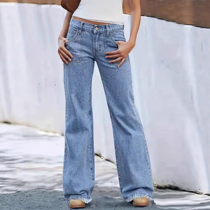 Dame brede jeans med rå kant Skovae