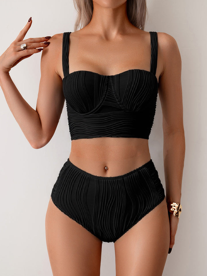 Dame bikini-sæt med elegant flæse-design og høj talje Skovae