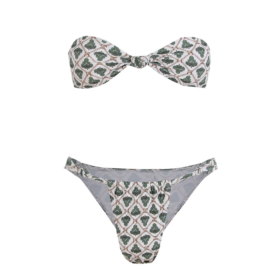 Dame Bikini-sæt med moderigtigt bandeau-overdel og høj skæring Stilla