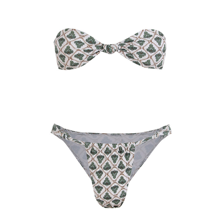 Dame Bikini-sæt med moderigtigt bandeau-overdel og høj skæring Stilla