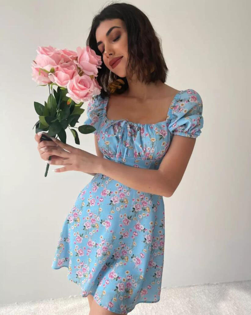 Dame romantisk blomsterkjole Stilla