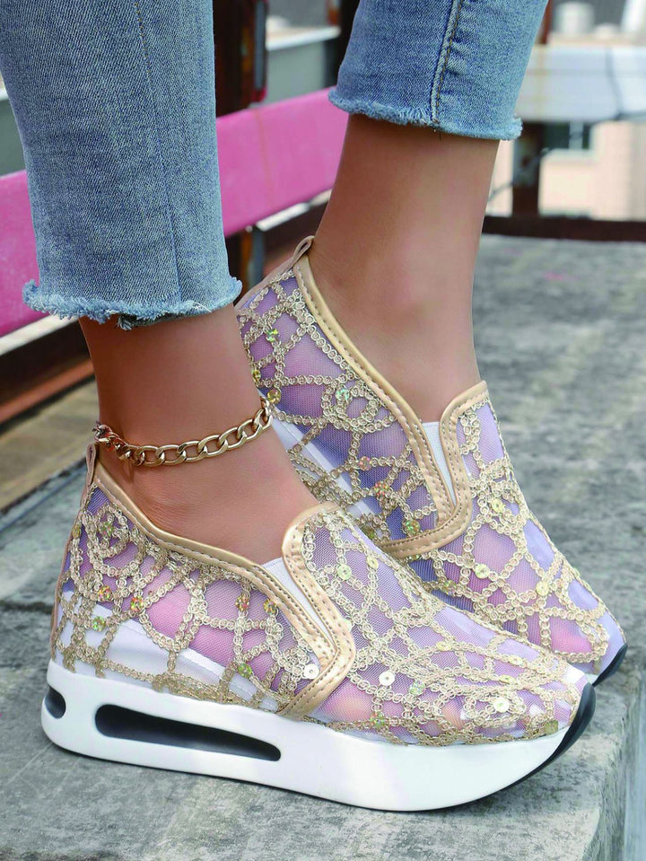Dame Sporty Slip-On Sneakers med elegant spids og glimmer-accenter Stilla