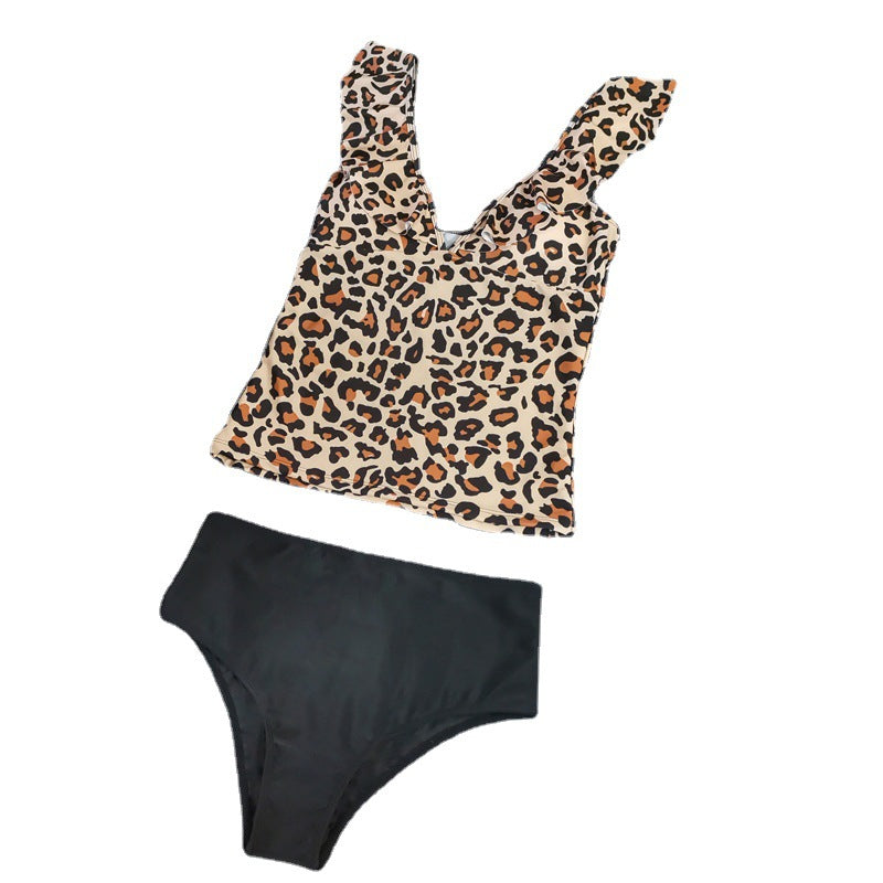 Damer Elegant badetøj med leopardmønster og flæsedetaljer Skovae