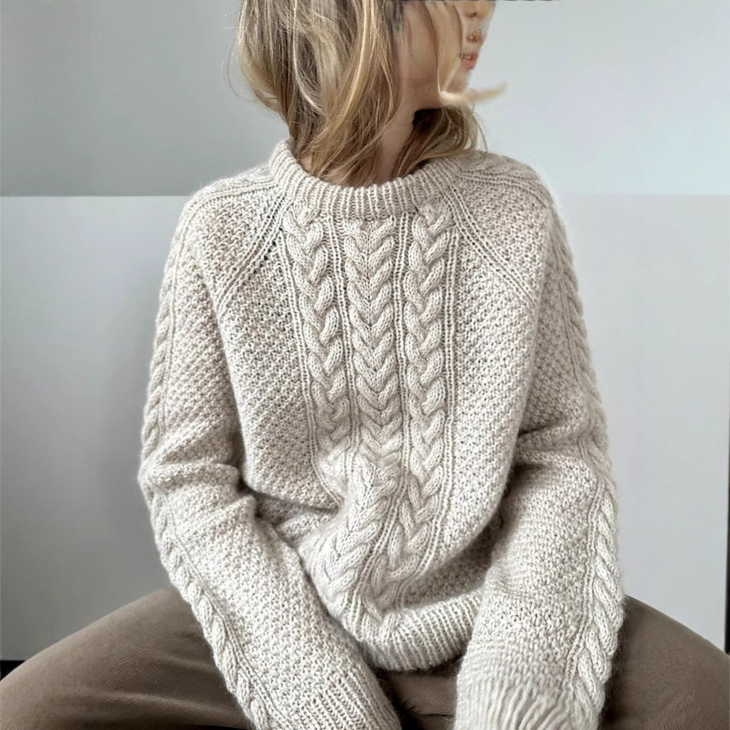 Damer Elegant strikpullover med dekorativt fletmønster og afslappet pasform Stilla