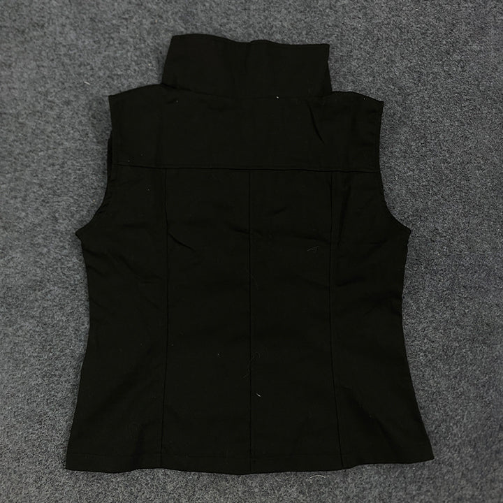 Dame Mode Bluser-Vest med asymmetrisk krave og knaplukning Skovae