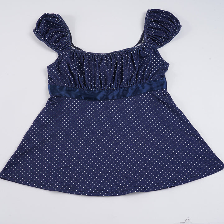 Damer luftige Polka-Dots Blusenshirt med smart flæsekrave Skovae