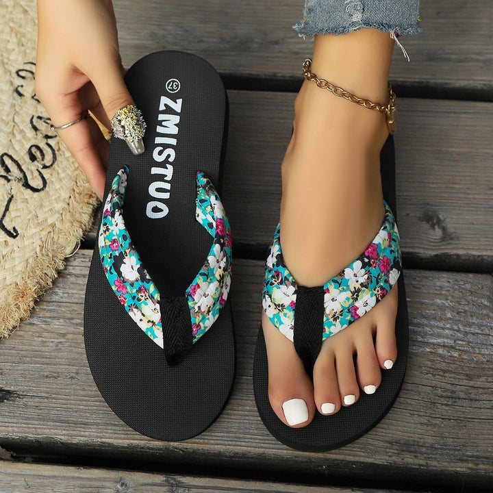 Dame toe-separator sandaler med blomsterdesign og komfortabelt fodseng Stilla