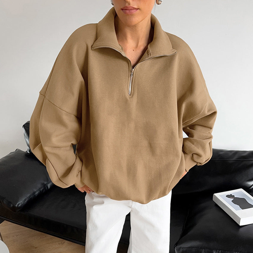 Damer afslappet hoodie med gennemgående lynlås og oversized snit Stilla