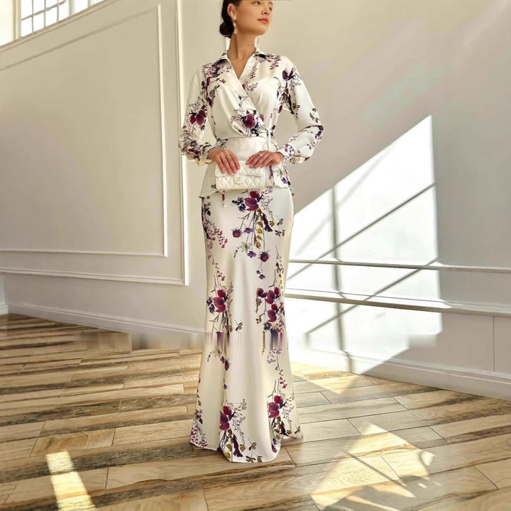 Dame Floral Print Wrapkjole Stilla