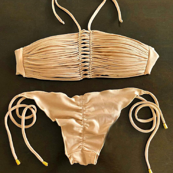 Dame Bikini-sæt med raffinerede draperinger og justerbare stropper Stilla
