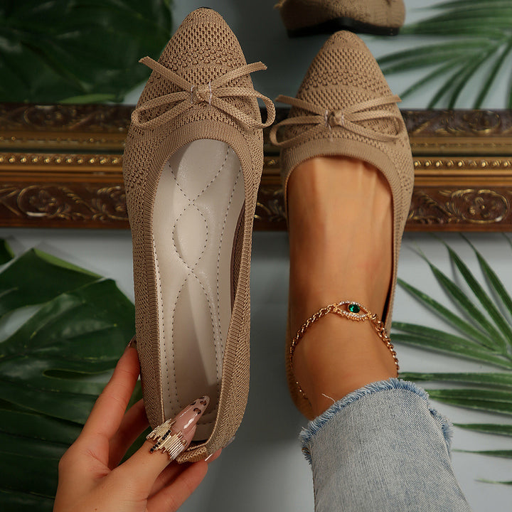 Dame ballerinas med dekorativt bånd-detalje og åndbart overdæk Stilla