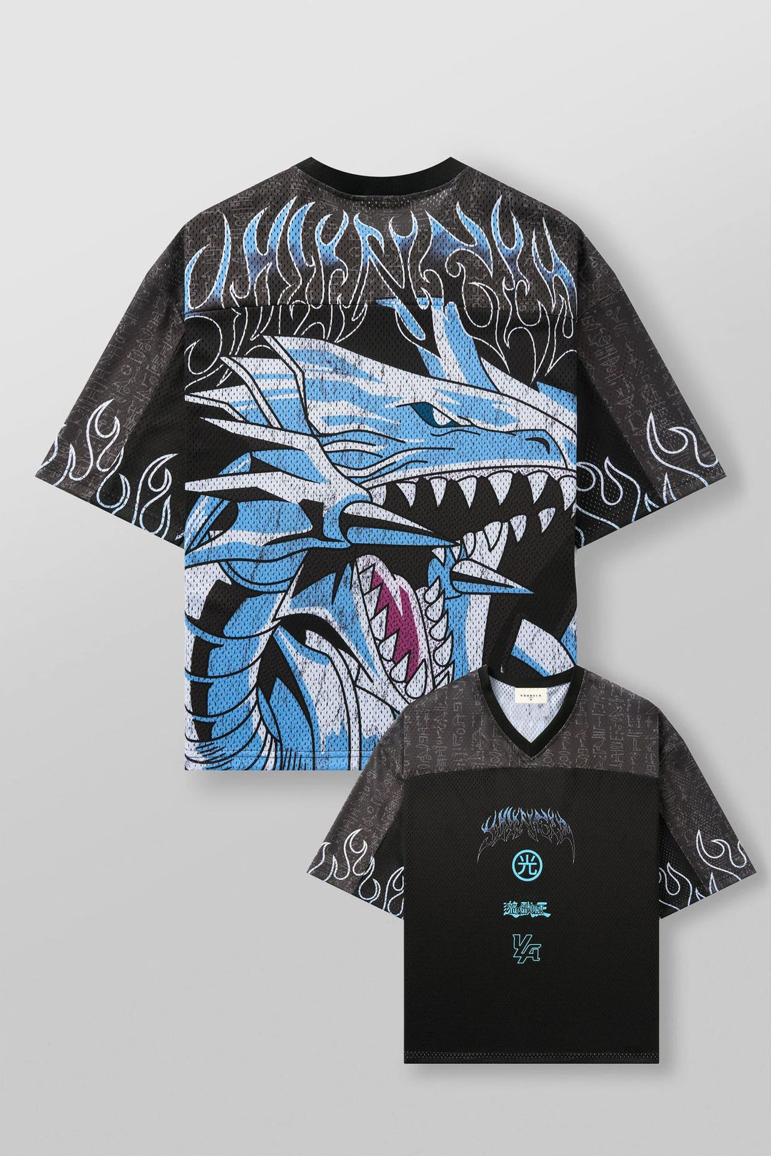 Unisex nan åndbart net-jersy med stort anime-print og V-udskæring Skovae