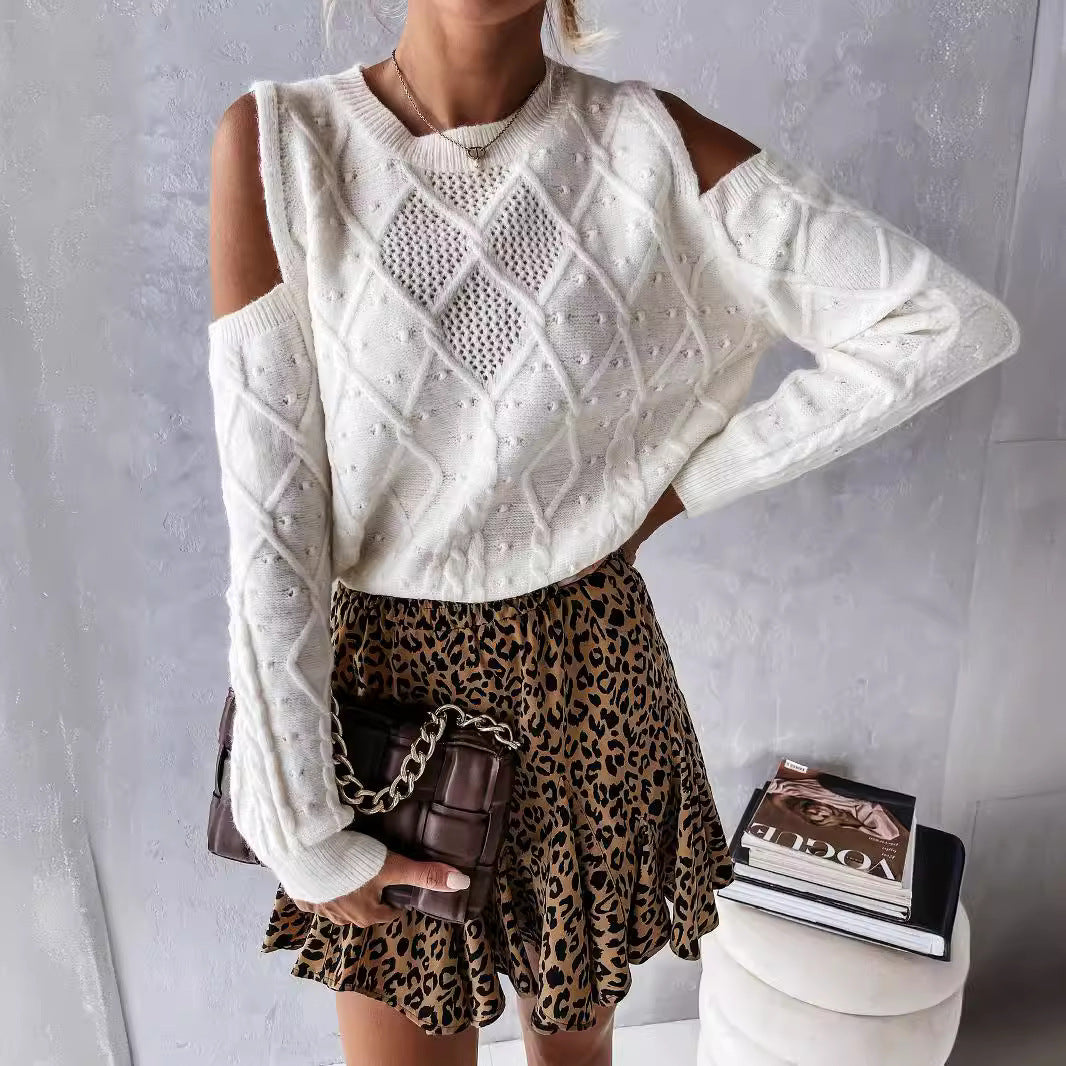 Kvinders strik sweater med moderigtigt blonde mønster og kabel detaljer Stilla
