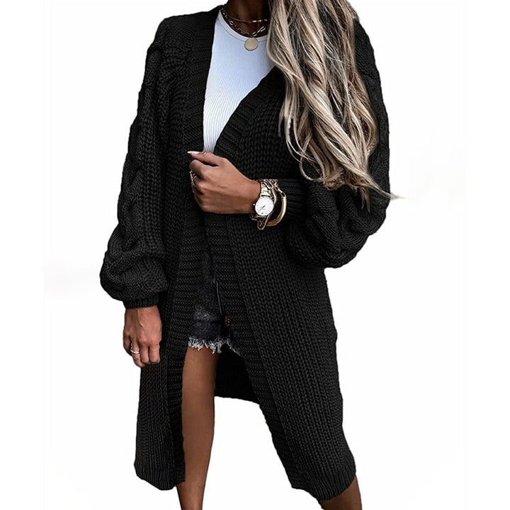 Kvinders chunky strik cardigan med voluminøse ærmer og åben front Stilla
