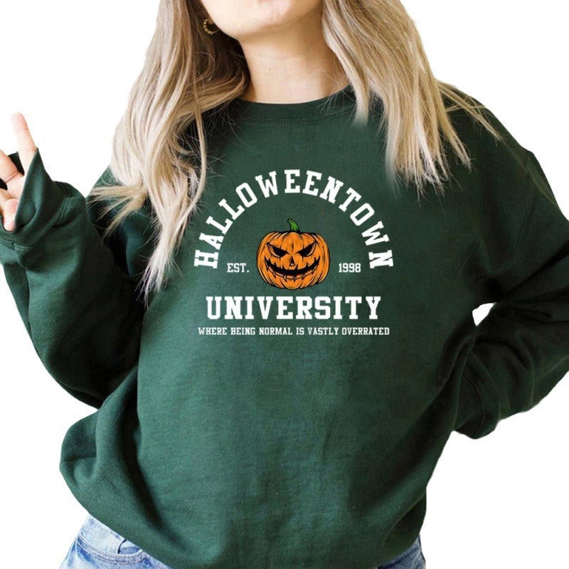 Kvindernes sweatshirt med kreativ Halloween-design og behagelig pasform Skovae
