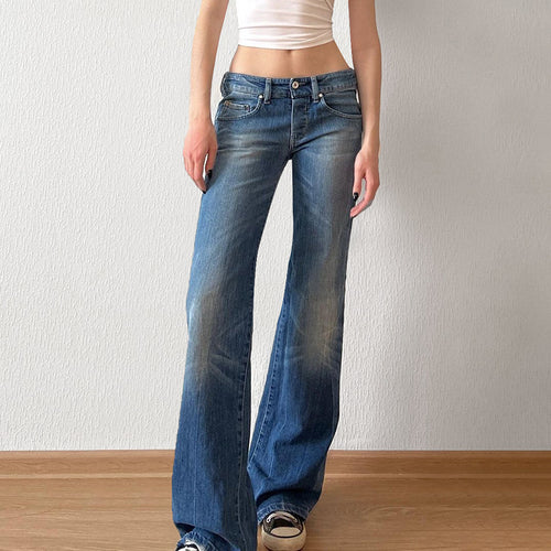 Dame flared jeans med høj talje og distressed design Skovae