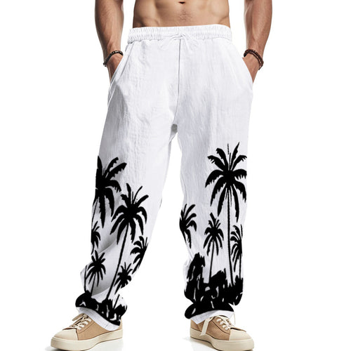 Herre casual joggingbukser med palmemotiv og elastisk talje Stilla