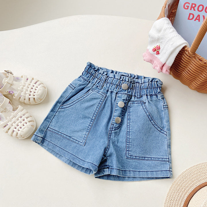 Pige Denim Højhåndet Fritids Shorts Stilla