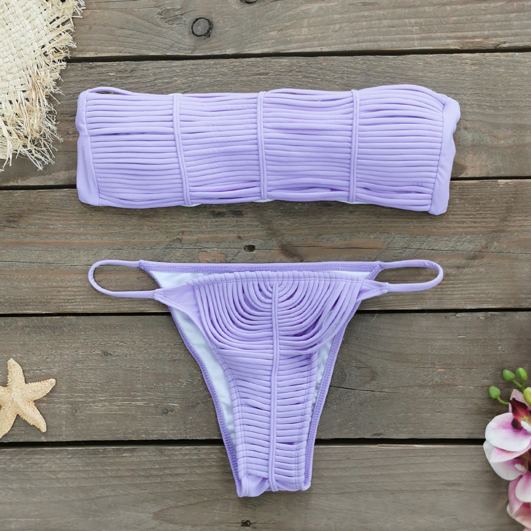 Dame Bikini-sæt med raffineret flæse-design og høj talje Stilla