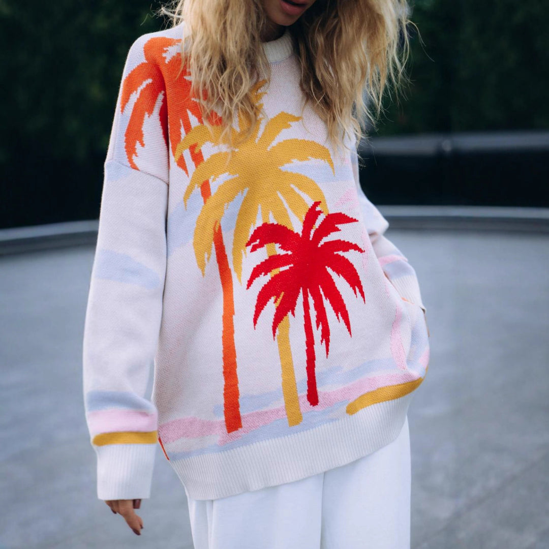 Kvinders Urban Sweatshirt med iøjnefaldende palme design Stilla