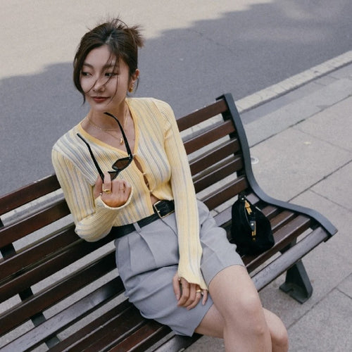 Dame brede Chinoshorts med elegant plissering Stilla