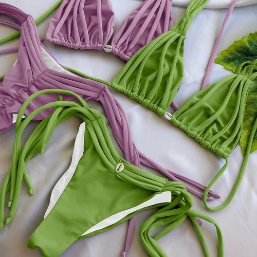 Dame Bikini-sæt med legende frynser og justerbare stropper Stilla