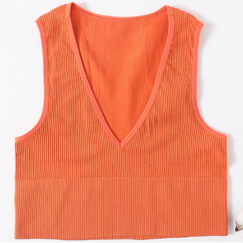 Dame Legende V-hals top i ribstrik Stilla