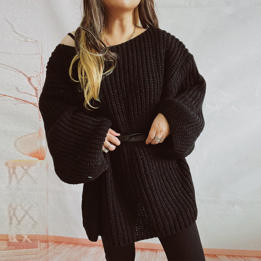 Kvinders afslappede strikket sweater med løs pasform og dropped shoulders Stilla