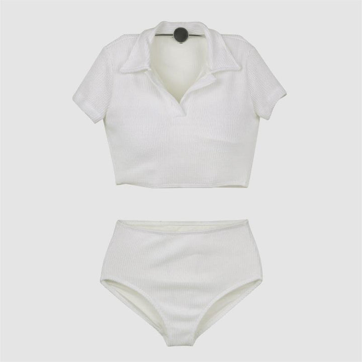 Dame modelleret bikini-sæt med højskåret bukser og polo-lignende top Stilla