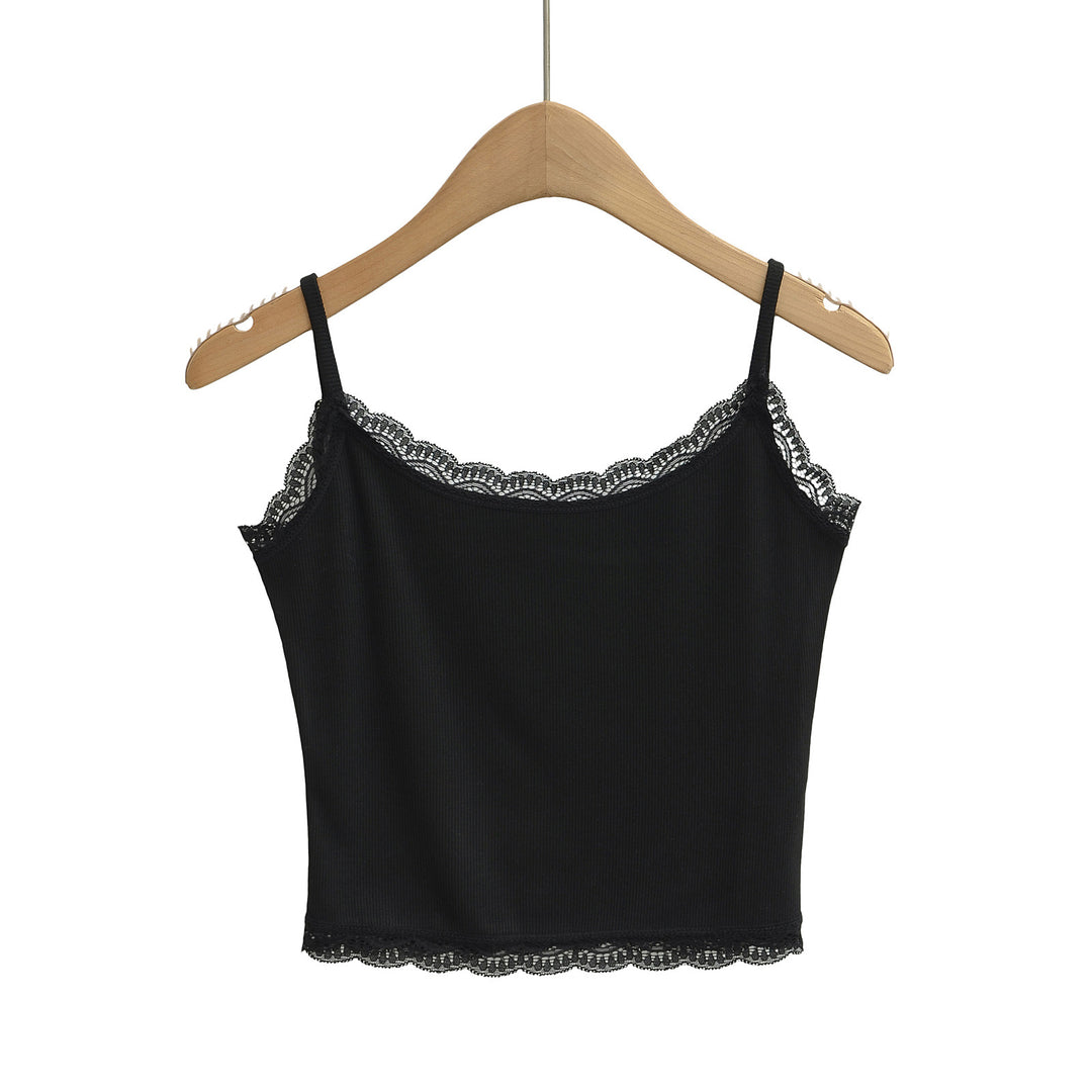 Dame Charmerende Rib-Top med Spitzeaccenter Stilla