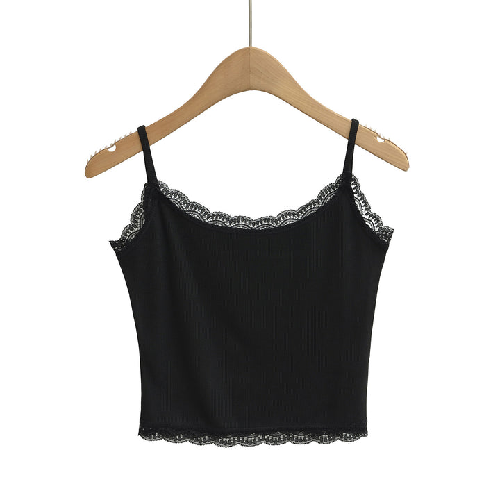 Dame Charmerende Rib-Top med Spitzeaccenter Stilla