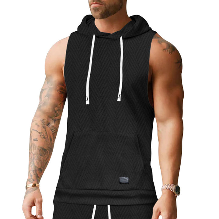 Herre ærmeløs hoodie sweatshirt med moderne rombmønster Stilla