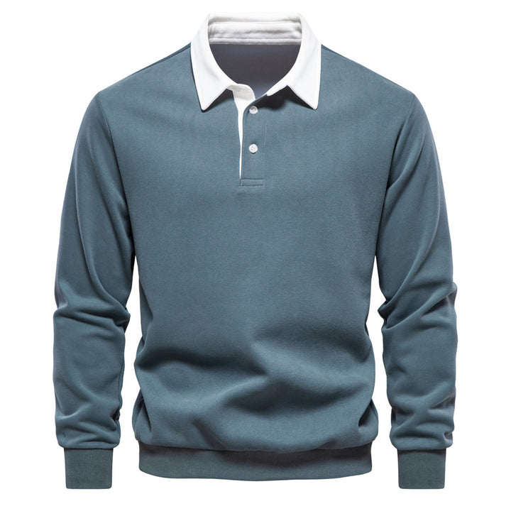 Herrer nan elegante Langærmet Poloshirt med kontrastkrave Skovae