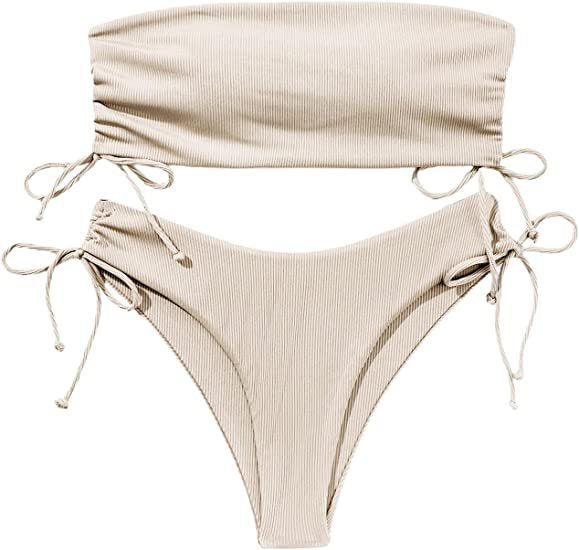 Dame bandeau bikini med rynkning Skovae