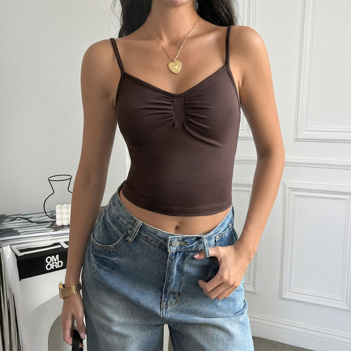 Dame strapless top med rynket detalje Skovae