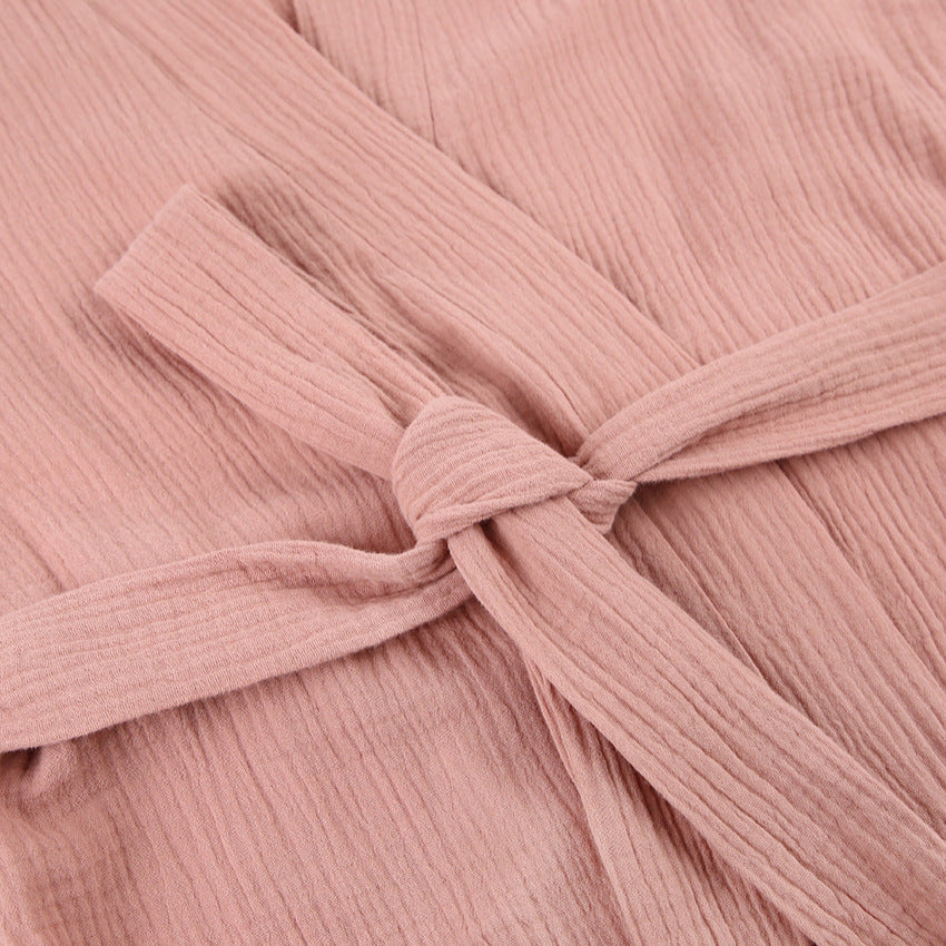 Dame Kimono-Robe med elegante lange ærmer og taljerbar bælte Stilla