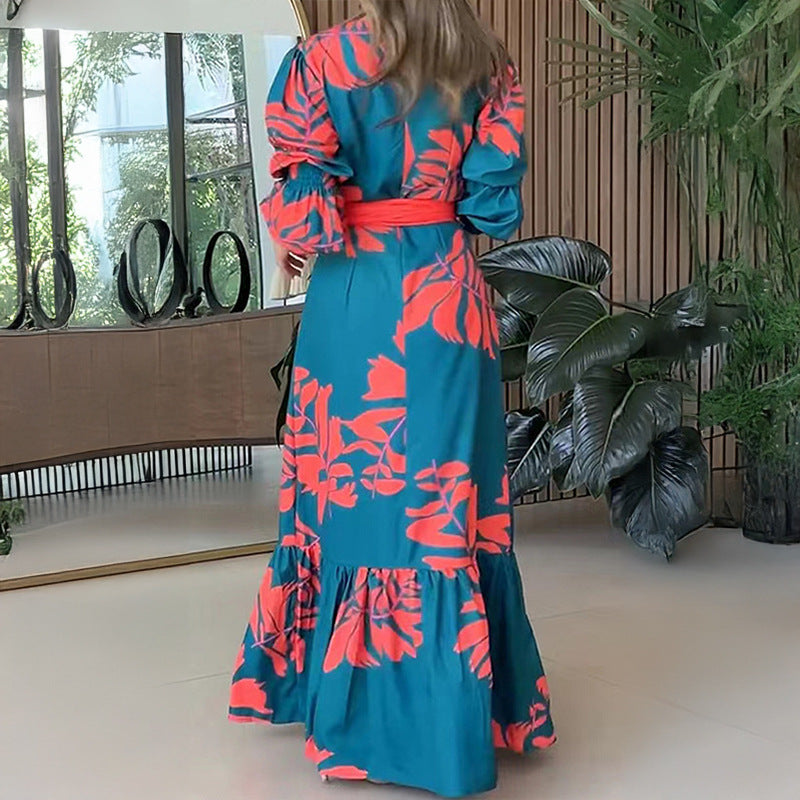 Dame Maxikjole med floralt design Stilla