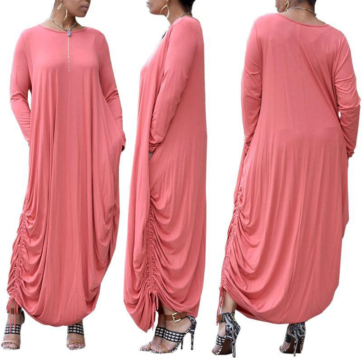 Dame Løs Maxi-kjole med asymmetrisk snit og draperinger Stilla