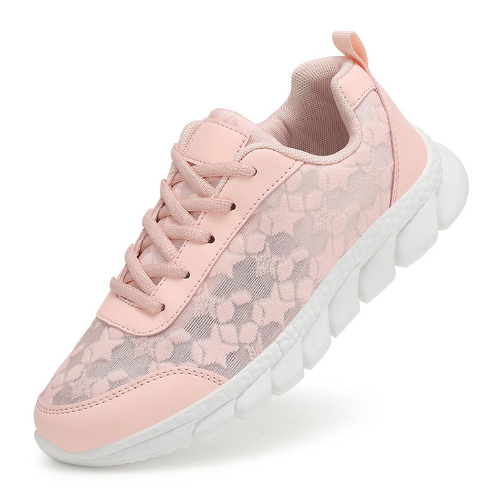 Dame net sneaker med blomstermønster i net, fleksibel segmentsål og polstret hælkant Skovae