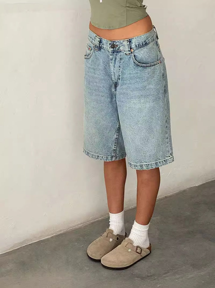 Dame Relaxed Fit Denim-Bermuda med høj talje Stilla